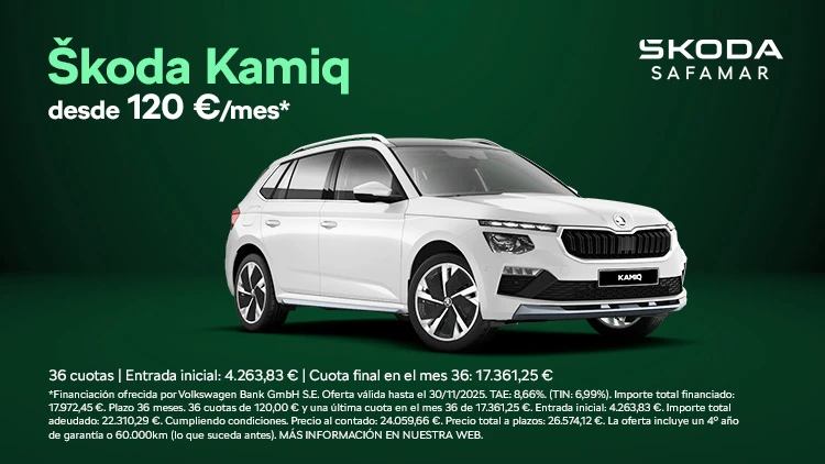 Nuevo Skoda Kamiq desde 120€/mes*